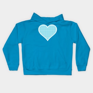 Blue and White Gingham Heart Kids Hoodie